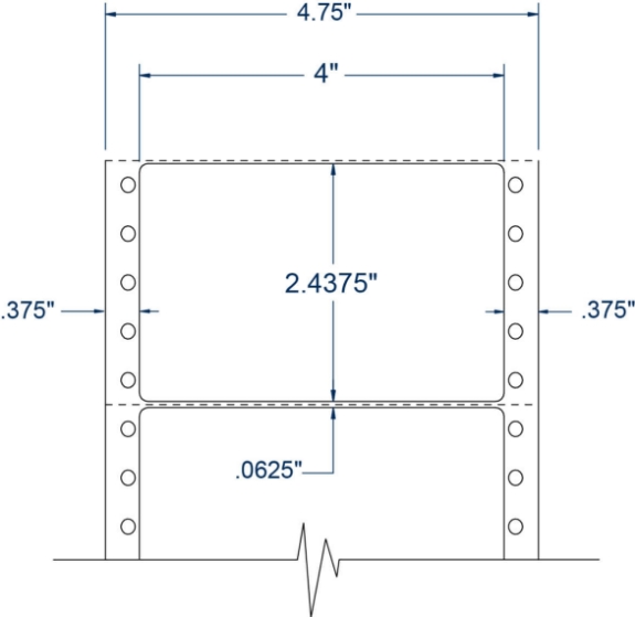 Compulabel 111508 4" x 2-7/16" Pinfeed Labels