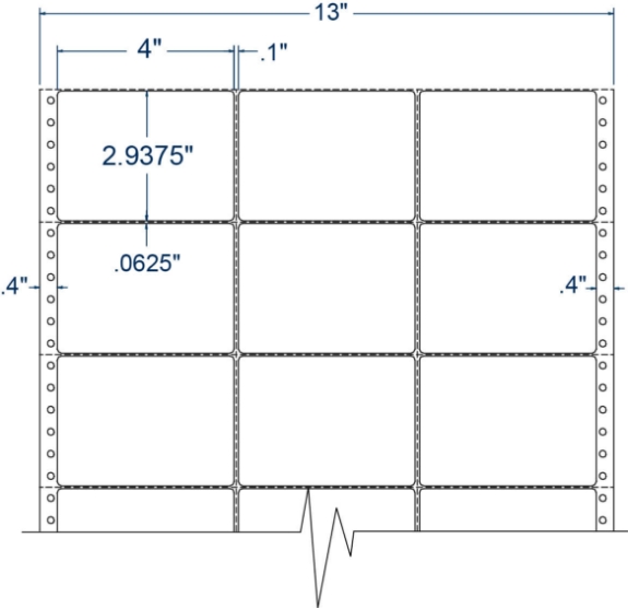 Compulabel 130555 4" x 2-15/16" Pinfeed Labels