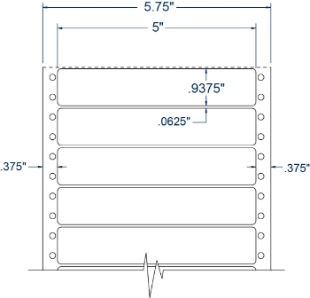 Compulabel 110801 Compulabel 110801 5" x 15/16" Pinfeed Labels