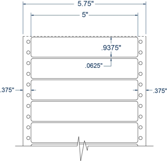 Compulabel 110801 5" x 15/16" Pinfeed Labels