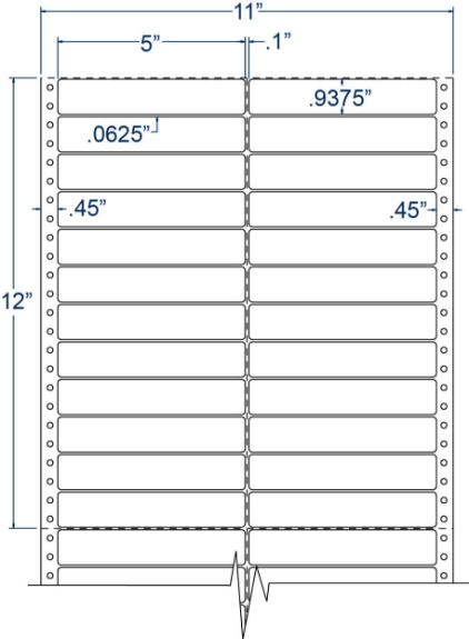 Compulabel 120306 5" x 15/16" Pinfeed Labels