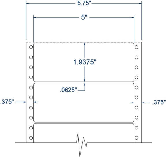 Compulabel 111453 5" x 1-15/16" Pinfeed Labels