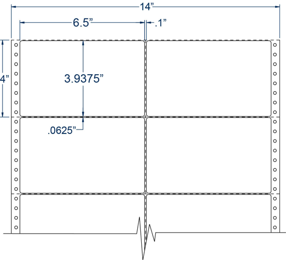 Compulabel 120701 6-1/2" x 3-15/16" Pinfeed Labels