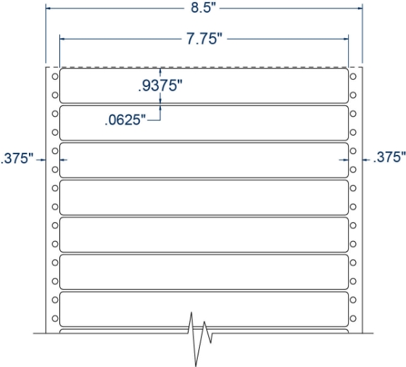 Compulabel 110856 7-3/4" x 15/16" Pinfeed Labels