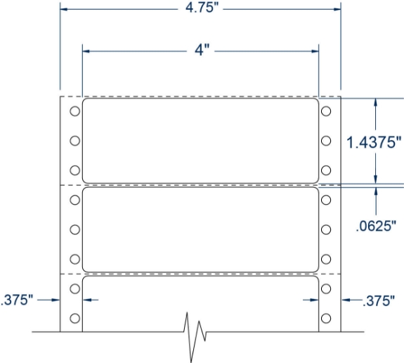 Compulabel 170403 4" x 1-7/16" Tape Reel Pinfeed Labels