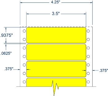 Compulabel 161403 Compulabel 161403 3-1/2" x 15/16" Fluorescent Yellow Pinfeed Labels