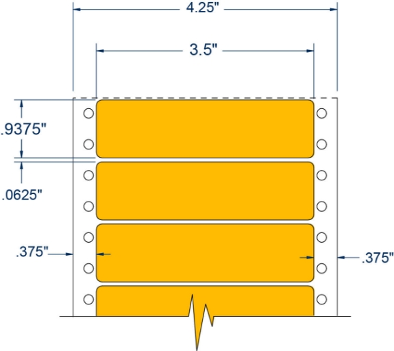 Compulabel 161458 3-1/2" x 15/16" Fluorescent Orange Pinfeed Labels