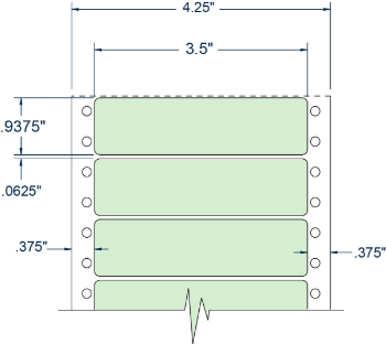 Compulabel 112500 Compulabel 112500 3-1/2" x 15/16" Pastel Green Pinfeed Labels