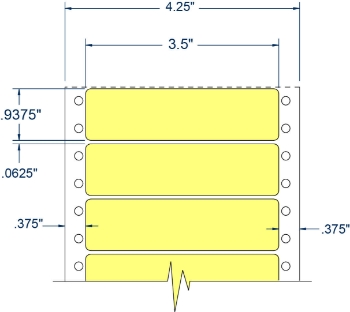 Compulabel 112555 Compulabel 112555 3-1/2" x 15/16" Pastel Yellow Pinfeed Labels