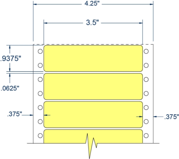 Compulabel 112555 3-1/2" x 15/16" Pastel Yellow Pinfeed Labels