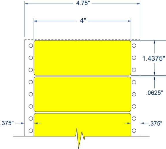 Compulabel 161651 4" x 1-7/16" Fluorescent Yellow Pinfeed Labels