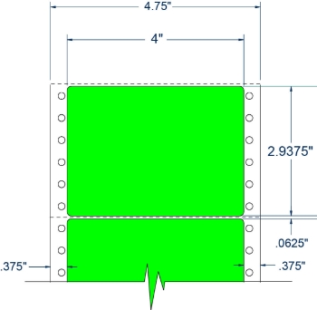 Compulabel 161752 Compulabel 161752 4" x 2-15/16" Fluorescent Green Pinfeed Labels