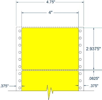 Compulabel 161908 Compulabel 161908 4" x 2-15/16" Fluorescent Yellow Pinfeed Labels