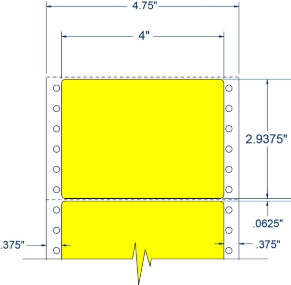 Compulabel 161908 4" x 2-15/16" Fluorescent Yellow Pinfeed Labels