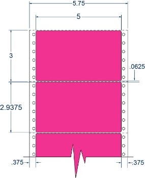 Compulabel 162055 Compulabel 162055 5" x 2-15/16" Fluorescent Pink Pinfeed Labels