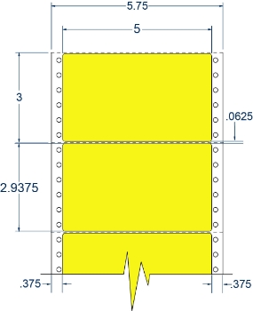 Compulabel 162156 Compulabel 162156 5" x 2-15/16" Fluorescent Yellow Pinfeed Labels