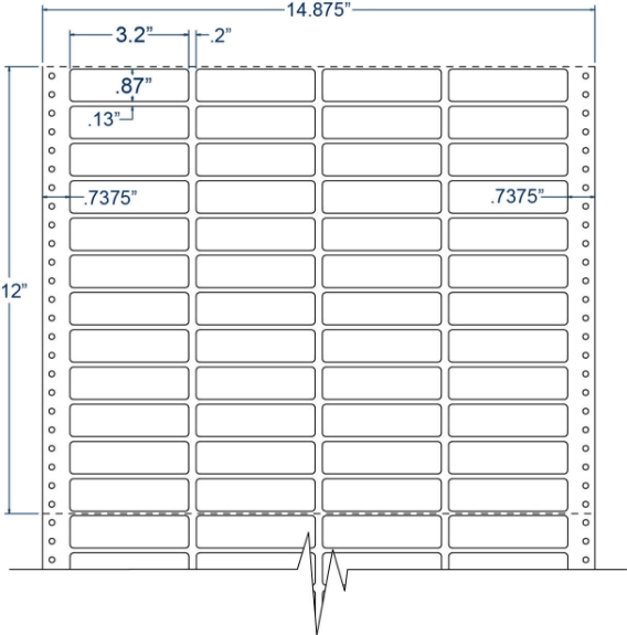 Compulabel 140758 3-1/5" x 87/100" Cheshire Mailing Pinfeed Labels