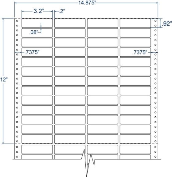 Compulabel 140703 3-1/5" x 23/25" Cheshire Mailing Pinfeed Labels