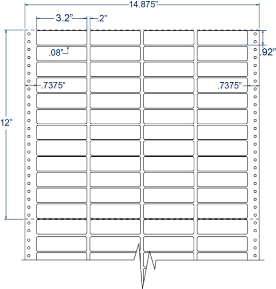 Compulabel 140905 3-1/5" x 23/25" Cheshire Mailing Pinfeed Labels