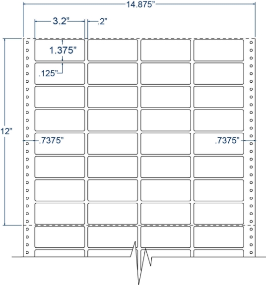 Compulabel 140850 3-1/5" x 1-3/8" Cheshire Mailing Pinfeed Labels