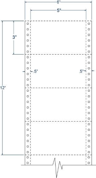 Compulabel 210150 5" x 3" White Pinfeed Cards