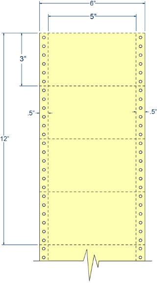 Compulabel 210251 5" x 3" Canary Pinfeed Cards