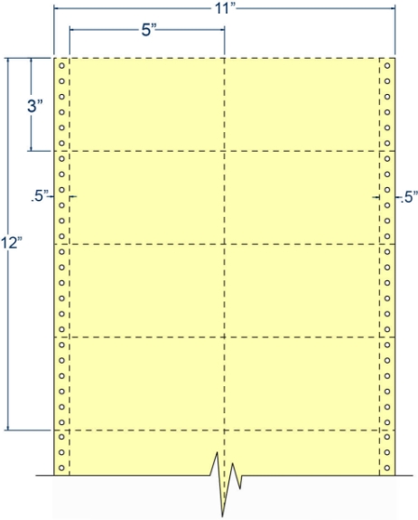 Compulabel 210554 5" x 3" Canary Pinfeed Cards