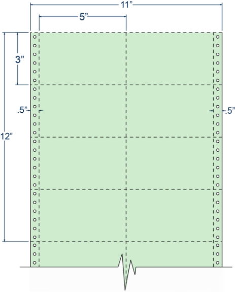 Compulabel 210600 5" x 3" Green Pinfeed Cards