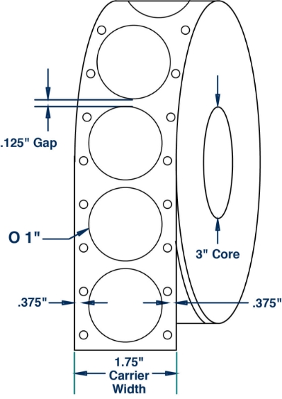 Compulabel 910102 1" Diameter Uncoated White Paper Pinfeed Wafer Seals