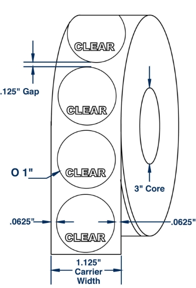 Compulabel 910552 1" Diameter Clear Poly Wafer Seals