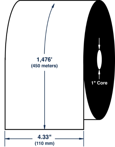 Compulabel 710166 4.33" x 1476' Zebra Wax Ribbon