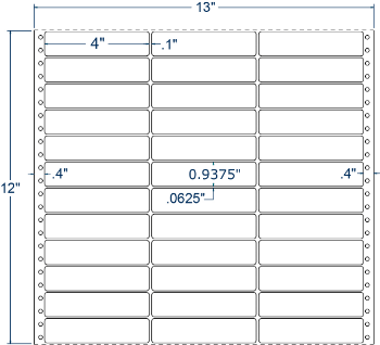 Compulabel 130353 Compulabel 130353 4" x 15/16" Pinfeed Labels