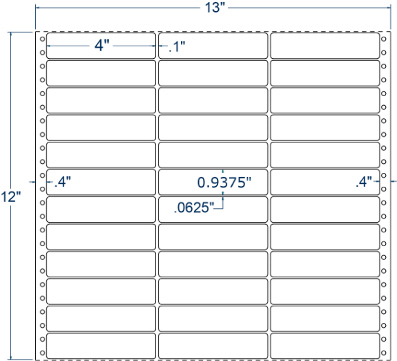 Compulabel 130353 4" x 15/16" Pinfeed Labels