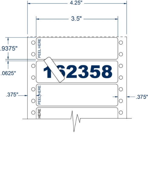 Compulabel 162358 3-1/2" x 15/16" Duo-Image Pinfeed Labels