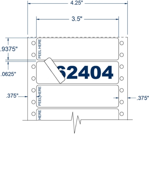 Compulabel 162404 3-1/2" x 15/16" Piggyback Pinfeed Labels