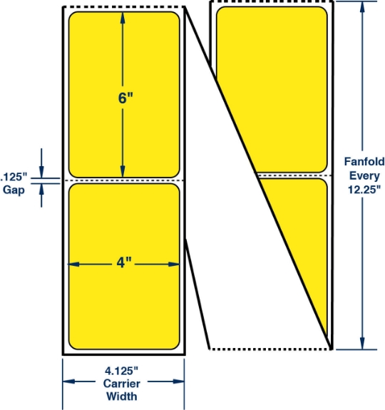 Compulabel 520029 4" x 6" Fluorescent Yellow Fanfold Direct Thermal Labels