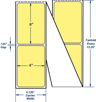 Compulabel 520119 Compulabel 520119 4" x 6" Pastel Yellow Fanfold Direct Thermal Labels
