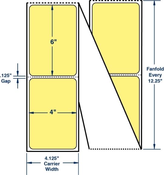 Compulabel 520119 4" x 6" Pastel Yellow Fanfold Direct Thermal Labels