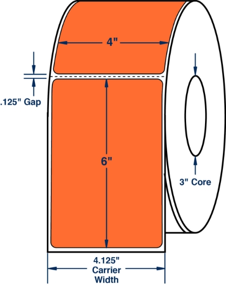 Compulabel 520229 4" x 6" Orange Direct Thermal Labels