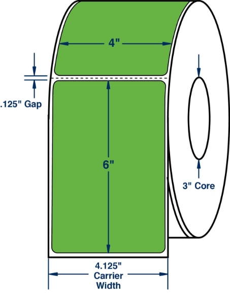 Compulabel 520240 4" x 6" Green Direct Thermal Labels