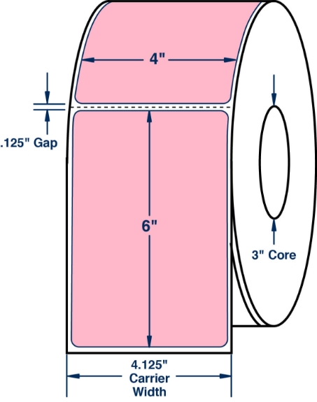 Compulabel 520251 4" x 6" Pastel Pink Direct Thermal Labels