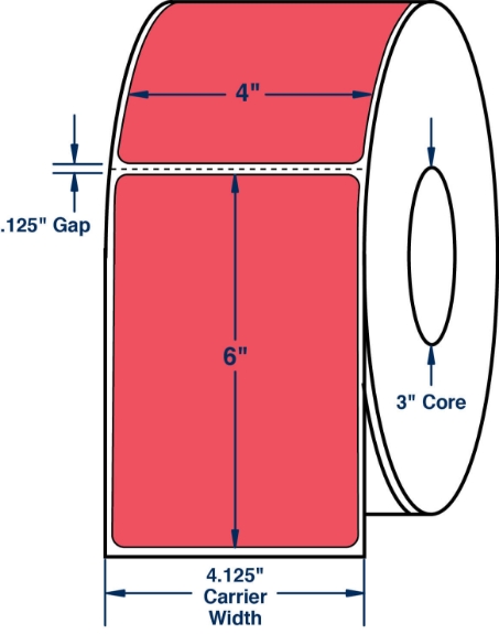 Compulabel 520262 4" x 6" Red Direct Thermal Labels