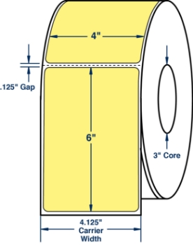 Compulabel 520273 Compulabel 520273 4" x 6" Pastel Yellow Direct Thermal Labels
