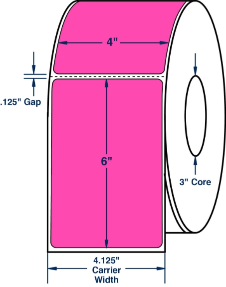 Compulabel 520284 4" x 6" Fluorescent Pink Direct Thermal Labels