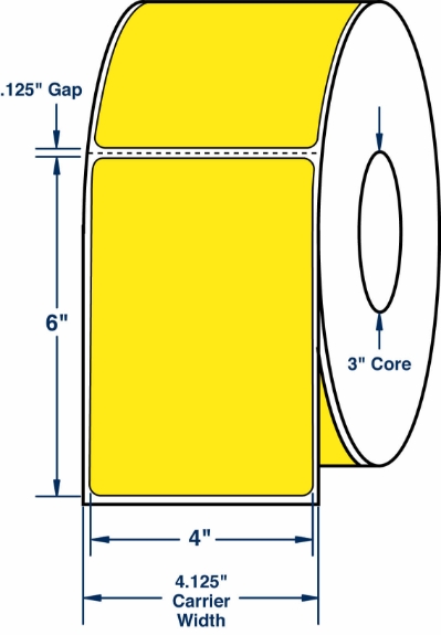 Compulabel 520317 4" x 6" Fluorescent Yellow Direct Thermal Labels