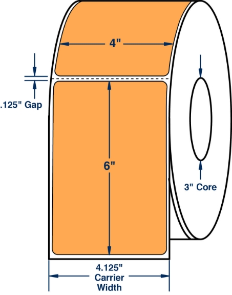 Compulabel 520328 4" x 6" Fluorescent Orange Direct Thermal Labels