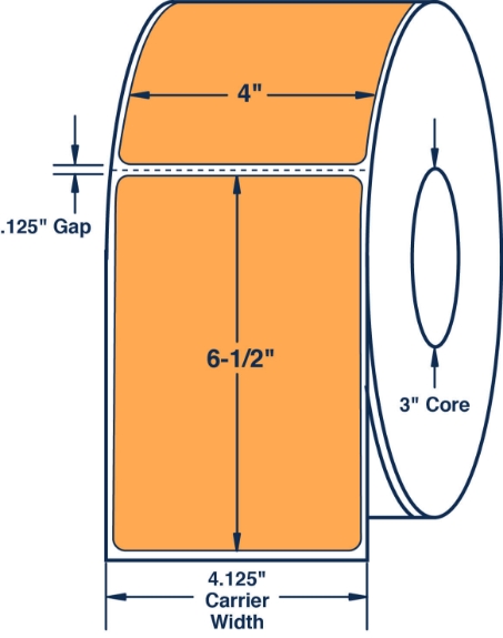 Compulabel 610018 4" x 6-1/2" Fluorescent Orange Thermal Transfer Labels