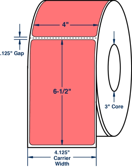 Compulabel 610029 4" x 6-1/2" Fluorescent Red Thermal Transfer Labels