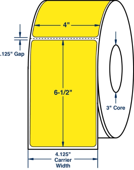 Compulabel 610040 4" x 6-1/2" Fluorescent Yellow Thermal Transfer Labels