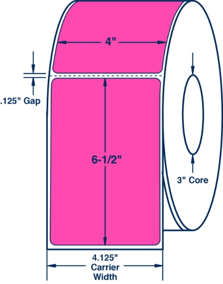 Compulabel 610062 4" x 6-1/2" Fluorescent Pink Thermal Transfer Labels